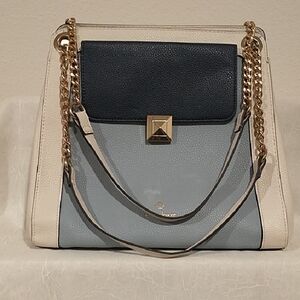 Nanette Lepore Lux Elegant Navy and Sky Blue Shoulder Bag